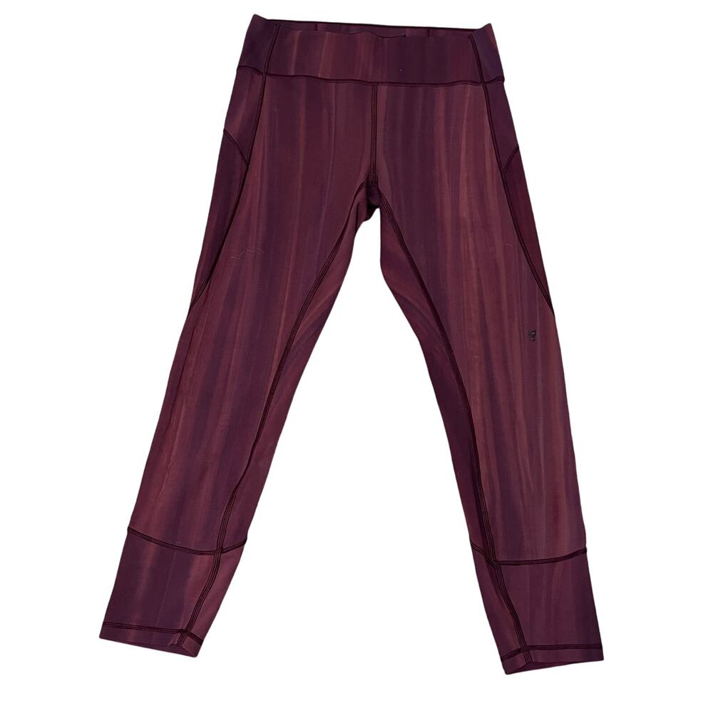 LULULEMON Women's In Movement Tight 25" Everlux In Linear Spray Dye White Garnet